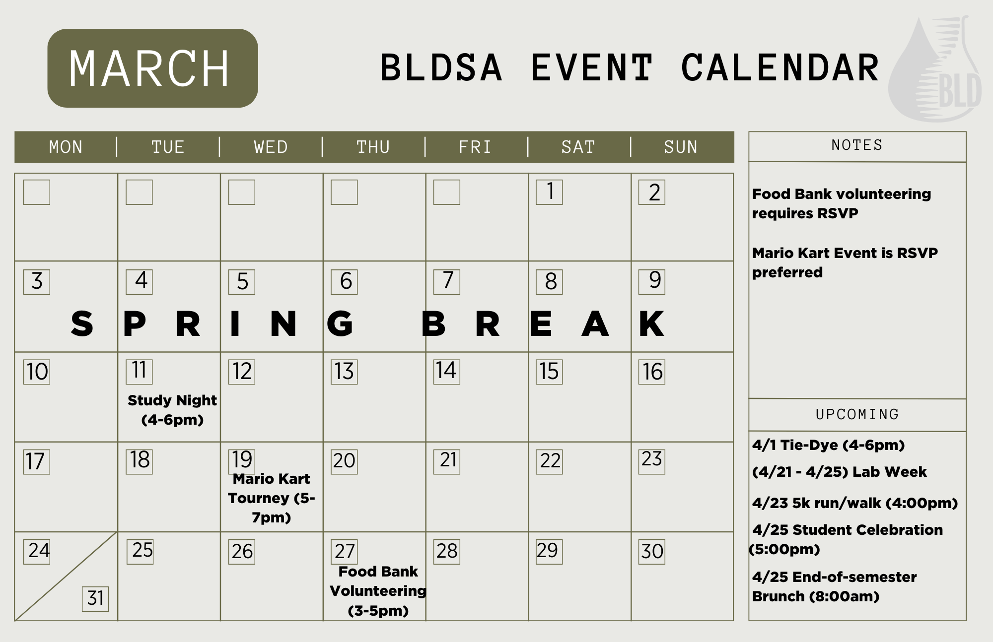 March 2025 Event Calendar