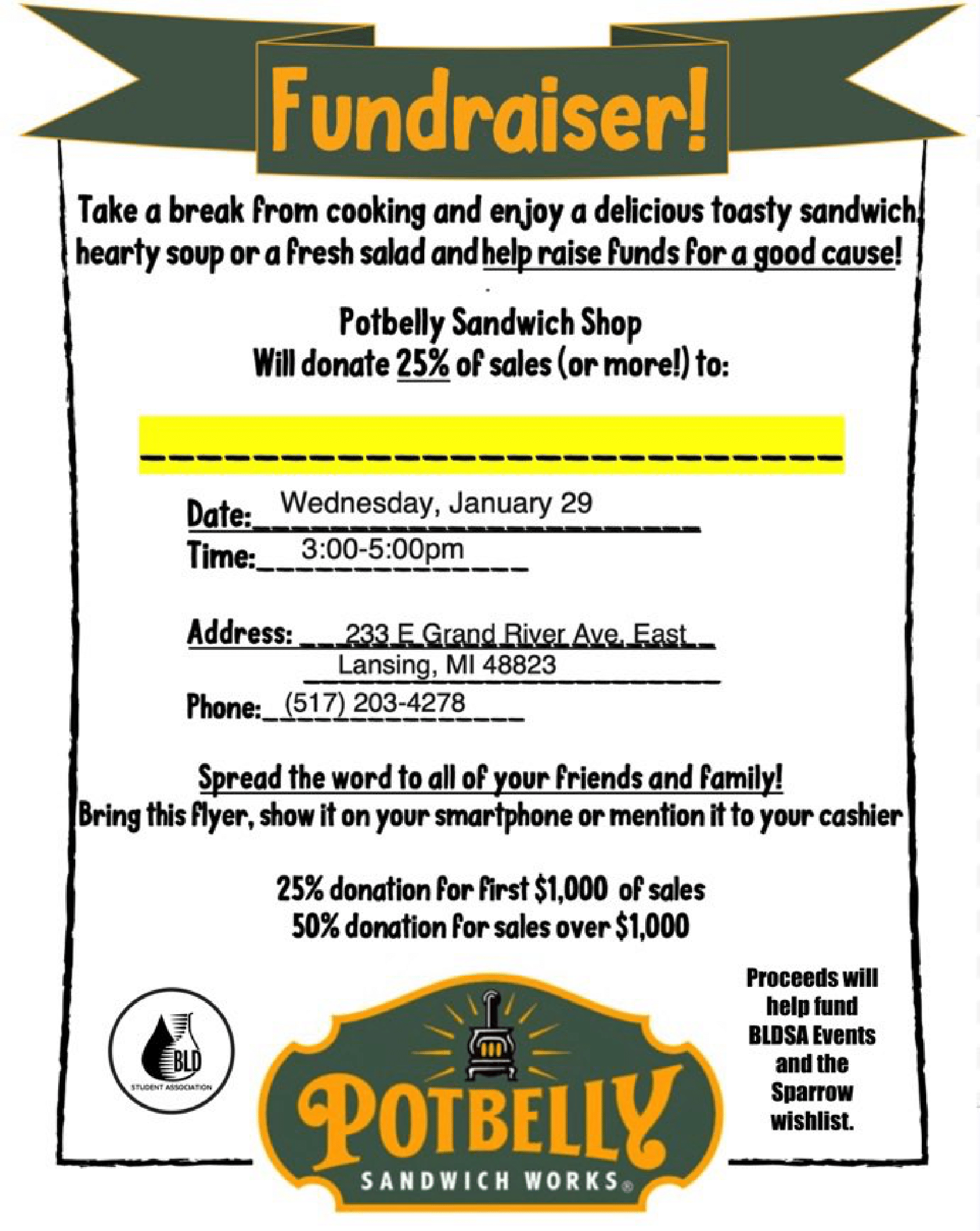 Fundraiser-Potbelly Sandwich Works