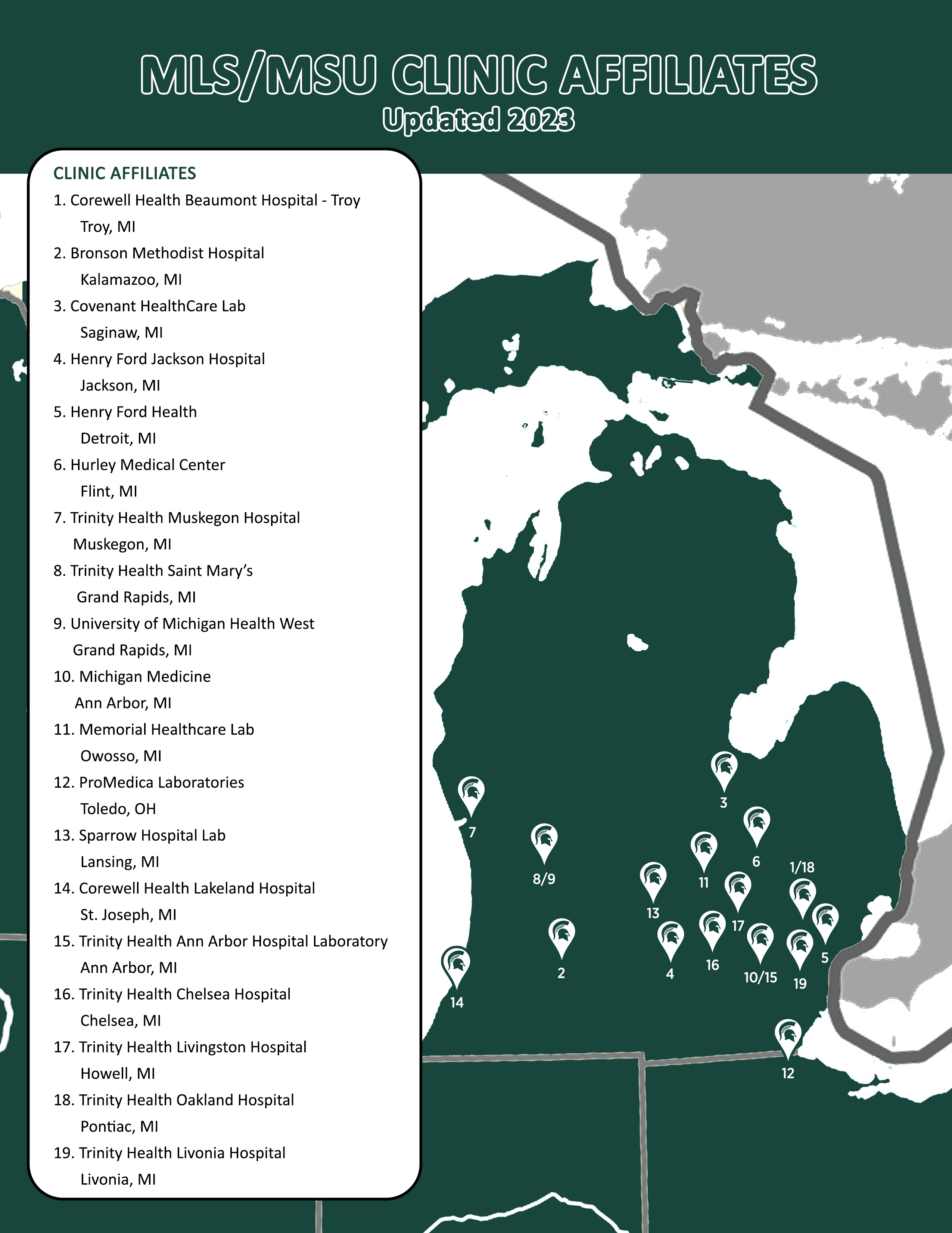 map of michigan with desination markers