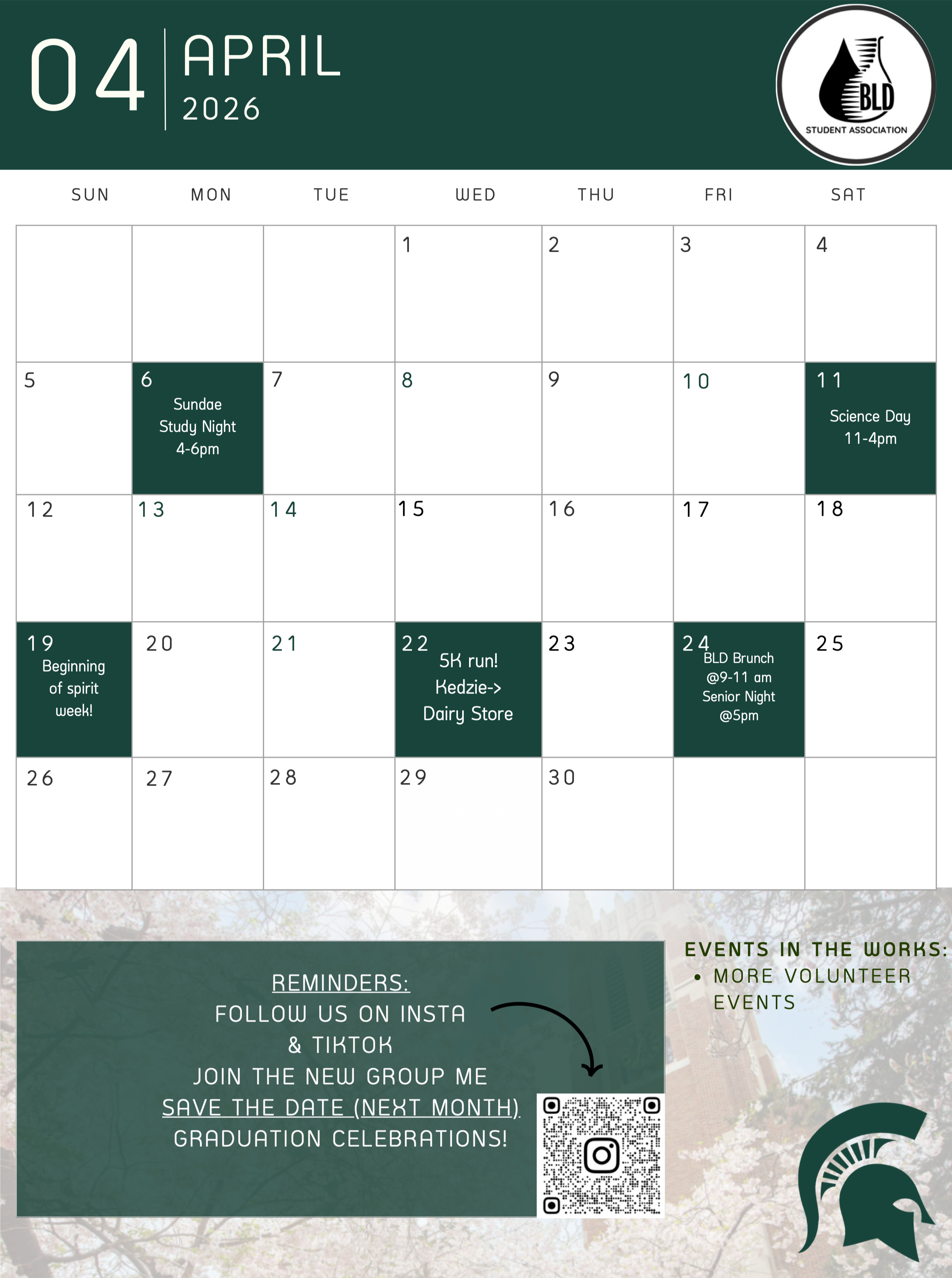 BLDSA 2026 April Calendar