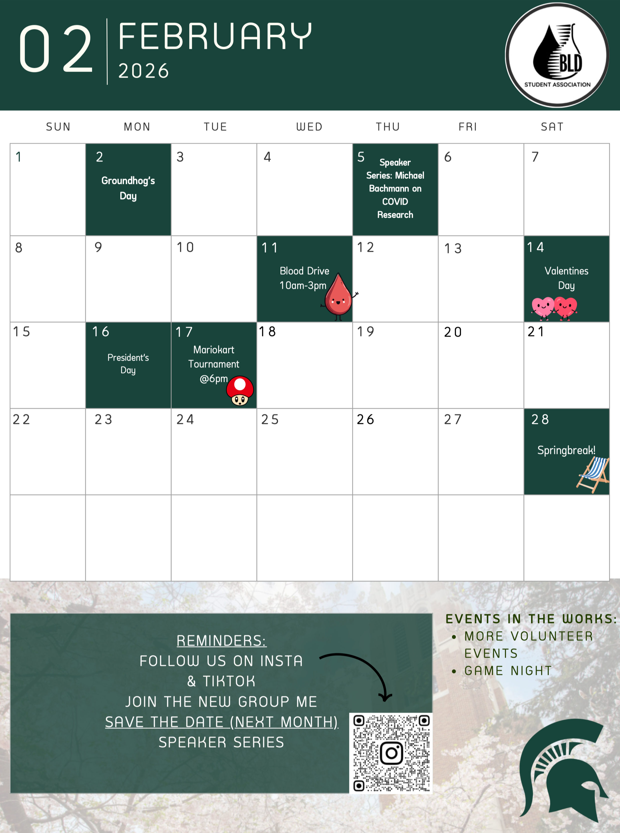 BLDSA 2026 February Calendar