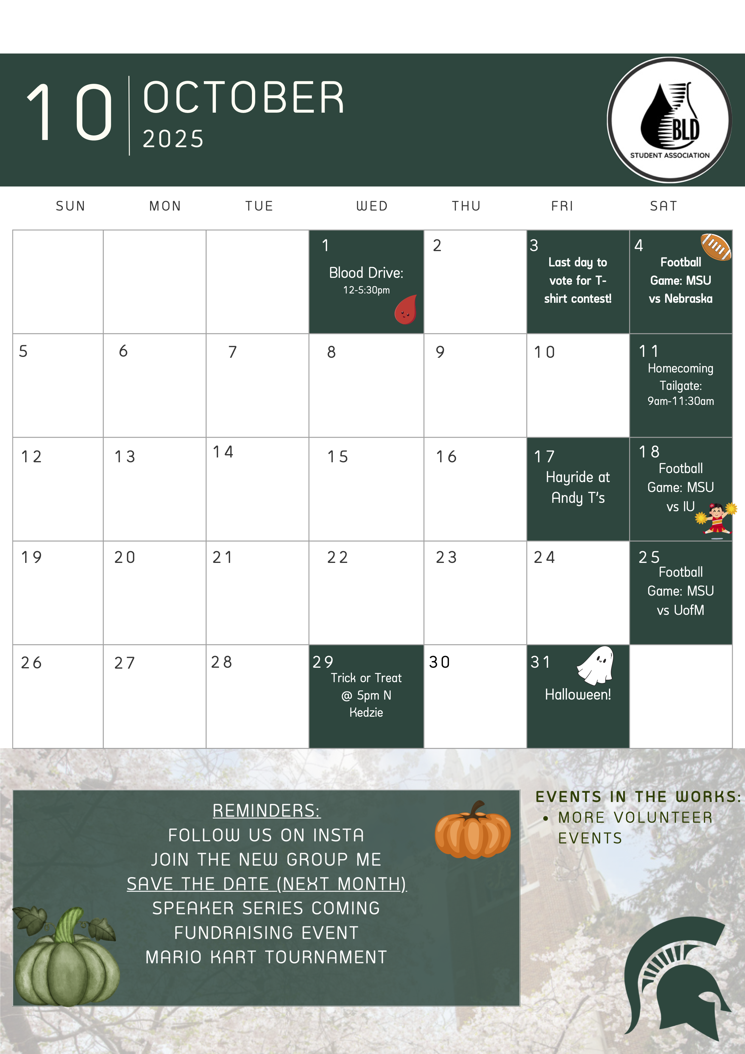 BLDSA Oct Calender