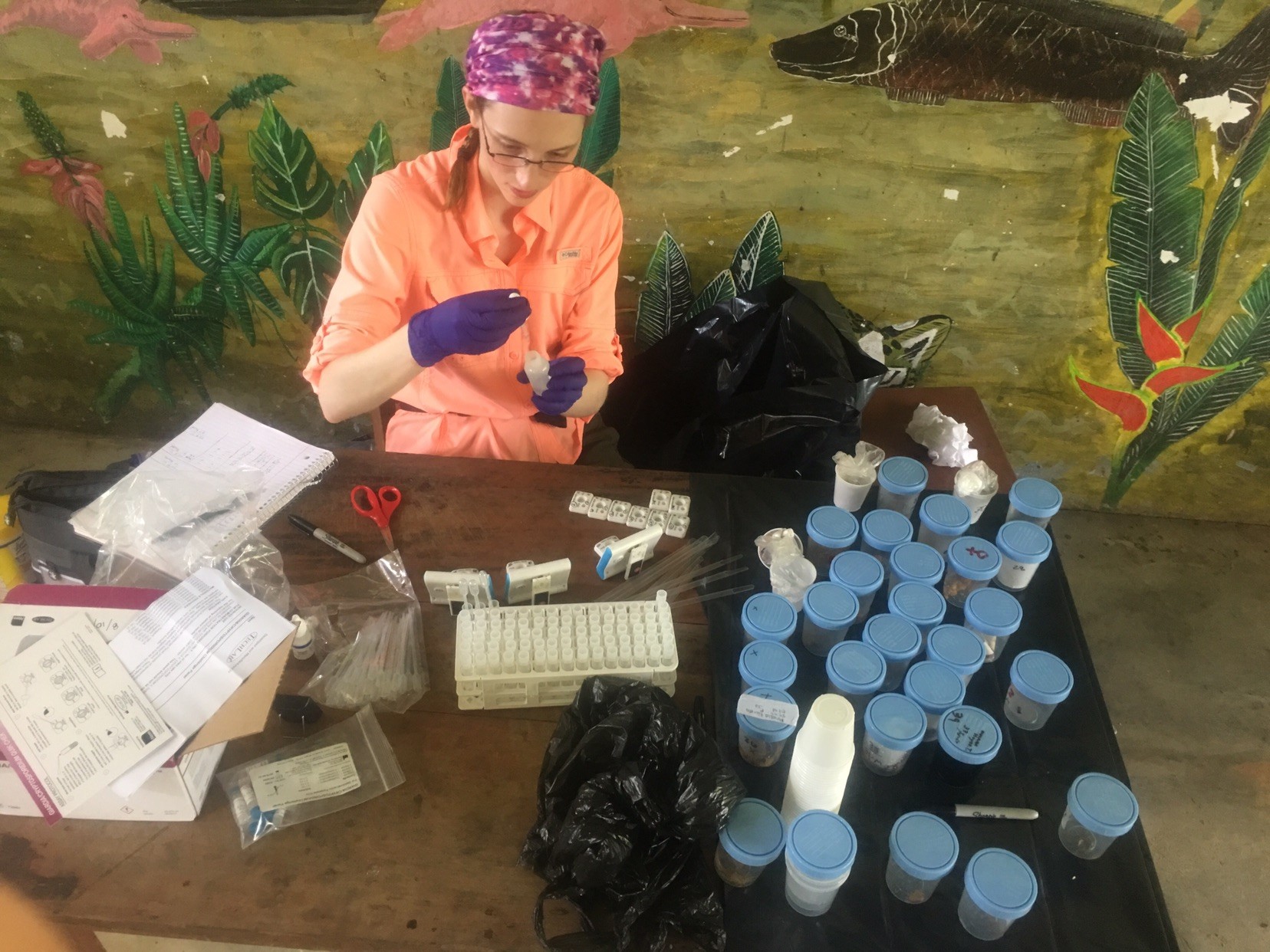 Photo of Kelsey Hummel Conducting lab work in the field